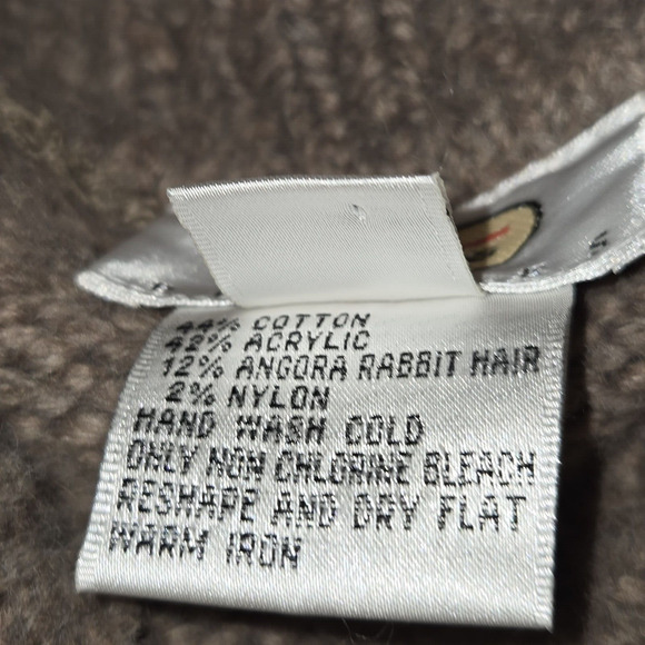 Talbots Petites Womens Small Sweater Cotton Angora Blend Turtleneck Brown - Picture 3 of 8